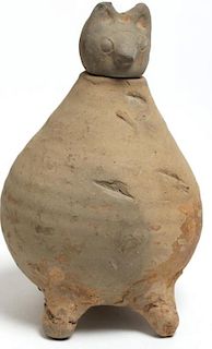 Archaic Earthenware Cat-Form Pot
