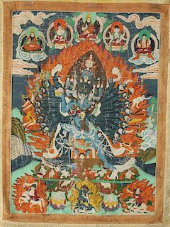 Tibetan Hand-Painted Buddhist Thangka