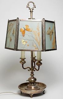 Bouillotte Lamp with Pressed Butterfly Shade