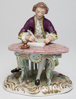Samson Porcelain Seated Male Figure, 19th C.