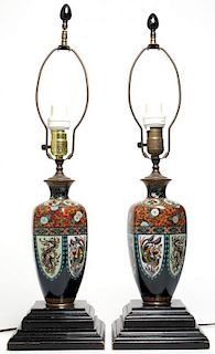 Pair of Japanese Cloisonne Vases Mounted as Lamps