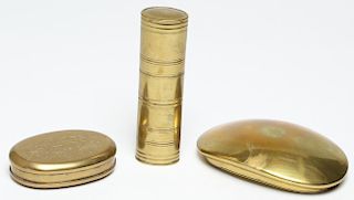 3 Antique English Brass Tobacciana Items