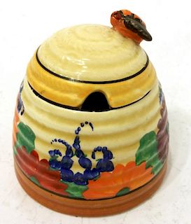 Clarice Cliff Beehive-Shaped Ceramic Honey Pot