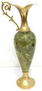 Green Onyx & Brass Decorative Neoclassical Ewer