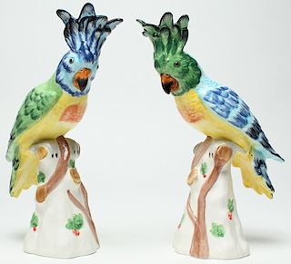 Pair of Italian Porcelain Parrot Figurines