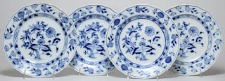4 Meissen Porcelain "Blue Onion" Dinner Plates