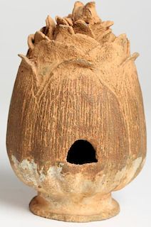 Contemporary Hand-Crafted Art Pottery Birdhouse