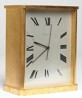 Tiffany Swiss-Made Brushed Gilt Brass Mantel Clock