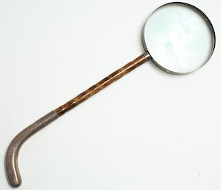English Sterling Silver & Wood Magnifying Glass