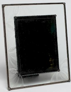French Etched Glass & Sterling Picture Frame