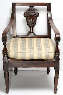Antique Continental Hand-Carved Armchair