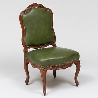 Louis XV Carved Beechwood Chaise, Stamped Nogaret a Lyon