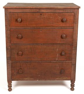 AMERICAN PAINT-DECORATED POPLAR CHEST OF DRAWERS