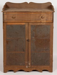 AMERICAN POPLAR PUNCHED-TIN-PANELLED FOOD / PIE SAFE