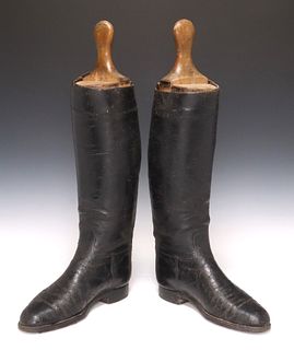 (PR) ENGLISH BLACK LEATHER RIDING BOOTS WITH TREES