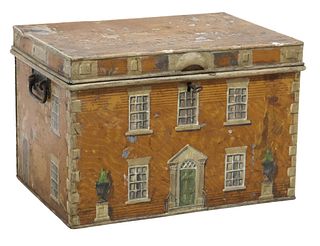 ENGLISH PAINT-DECORATED METAL HOUSE FACADE BOX