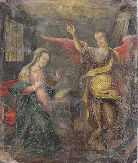18th/19th C. Oil on Copper. The Annunciation.