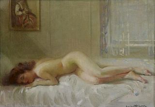 LINDER, Carl Bennett. Oil on Canvas. Nude Resting.