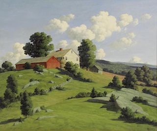 BRUESTLE, Bertram. Oil on Canvas. Farm House on a