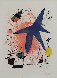 MIRO, Joan. Lithograph "L'Astre Bleu" 1972.