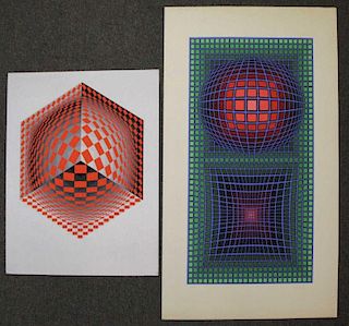 VASARELY, Victor. Two Signed Screenprints.