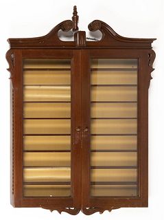 AMERICAN OR EUROPEAN WALNUT HANGING DISPLAY CABINET WITH GLASS DOORS