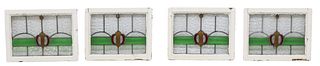 (4) ENGLISH STAINED & LEADED GLASS ARCHITECTURAL WINDOWS