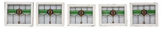 (5) ENGLISH STAINED & LEADED GLASS ARCHITECTURAL WINDOWS