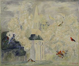 MESHBERG, Lev. Oil on Canvas. Church with Birds