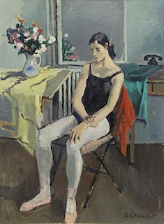 CIKOVSKY, Nicolai. Oil on Canvas. Dancer at Rest,