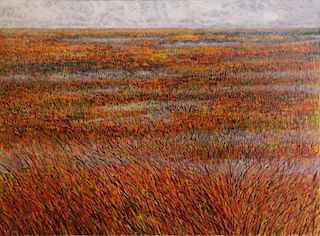PETERDI, Gabor. Oil on Canvas "Red Salt Marsh"