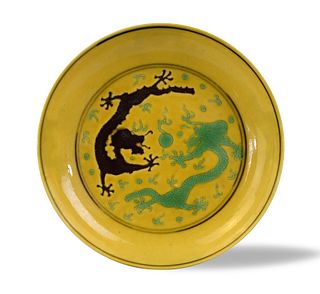Chinese Imperial Sancai Dragon Dish,Guangxu Period
