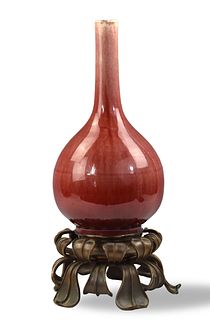 Chinese Langyao Red Glazed Long Neck Vase,18th C.