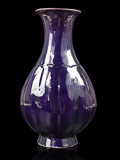 Rare Chinese Aubergine Glazed Vase, 18th C.