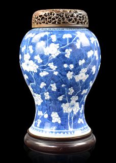 Chinese Blue & White Prunus Jar, Kangxi Period