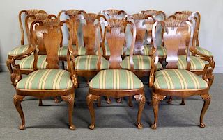 Fine Quality Set of 12 Mahogany Q.A. Style Dining