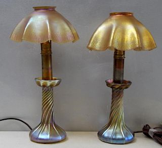 2 Signed Tiffany Favrille Table Lamps.