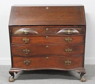 American Chippendale Ox Bow Slant Front  Desk.