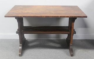 Gustav Stickley Craftsman Oak Trestle Table.