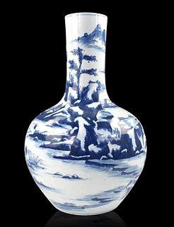 Large Chinese Blue & White Globular Vase, 19th C.