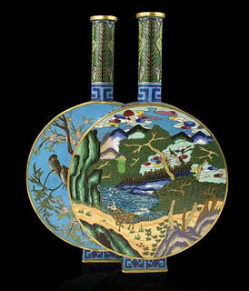 Chinese Cloisonne Double Moon Flask Vase,19th C.