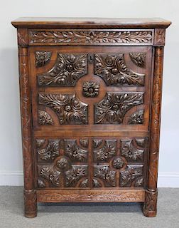 Antique and Highly Carved Continental Secretaire