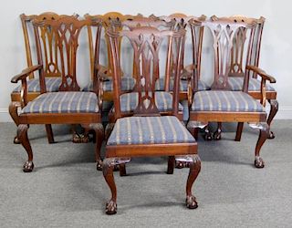 Set of 8 Mahogany Chippendale Style Dining Chairs.