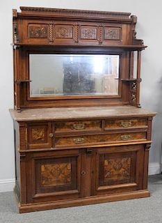 Victorian Carved, Marbletop and Mirror Back Server