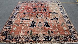 Vintage Heriz Finely Woven Roomsize Carpet.