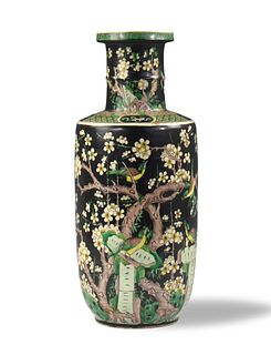 Chinese Famille Noire Rouleau Vase, 19th C.
