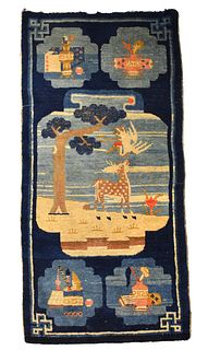Chinese Embroidery Carpet w/ Deer & Crane,Qing D.