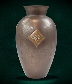 Japanese Bronze Vase w/ Silver Inlaid,Meiji Period