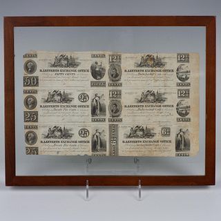 1830 SINGLE UNCUT SHEET WITH 6 R.LEFFERTS EXCHANGE NOTES