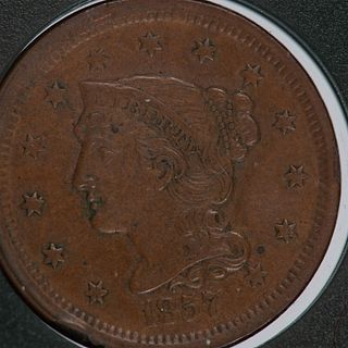 1857 US LARGE 1C SMALL DATE AU55 KEY DATE